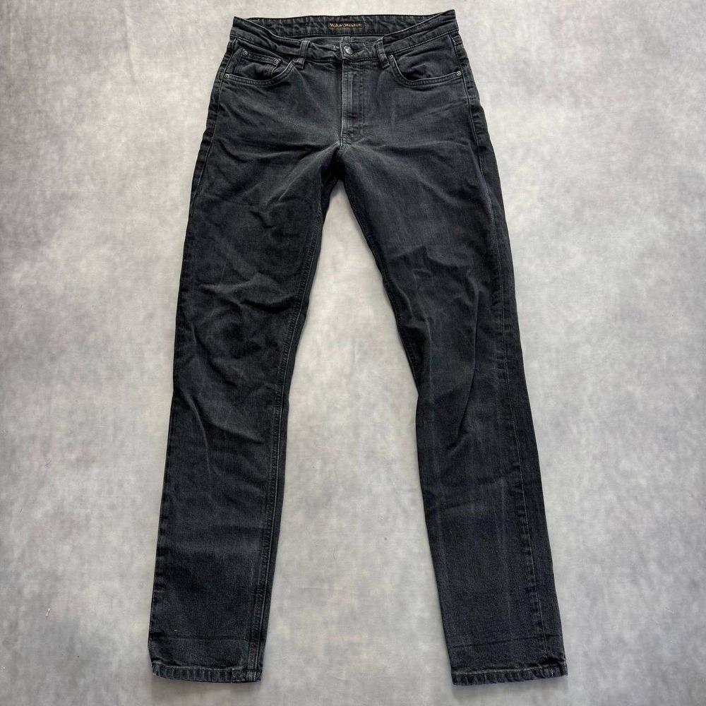 Nudie Jeans Co Slim Jeans Mens 30x32 Washed Black Excellent Faded Denim
